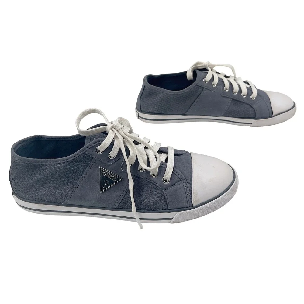 Guess Women Gray Textured Low Top Lace Up Sneakers‎ Shoes Size 9.5 M Y2K Retro